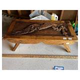 Vintage Wooden Carved Bench from Sweden