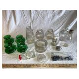 Vintage Glass Collection: Jars, Bottles, and Green Glass Pieces