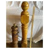 Vintage Wooden Post and Lamp Base Set