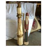 Hand-Carved Wooden Santa Claus Statues - Festive Holiday Decor