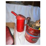 Mixed Lot of Vintage Household Tools and Red Watering Can