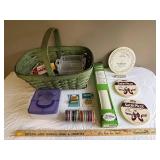 Craft Supply Lot: Basket, Ribbons, Thread, Buckles & More