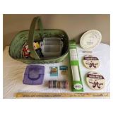 Craft Supply Lot: Basket, Ribbons, Thread, Buckles & More