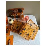 Halloween Decor Lot: Bowls, Figurines, Decorations, and More