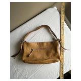 Coach Tan Leather Handbag with Strap and Zipper Pocket