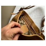 Coach Tan Leather Handbag with Strap and Zipper Pocket