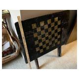 Vintage Folding Wooden Chess Board Table