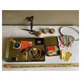 Vintage Craft and Sewing Lot with Tins and Decorative Items