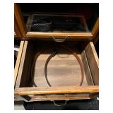 Vintage Wooden Multi-Drawer Storage Cabinet with Glass Fronts - CONTENTS NOT INCLUDED