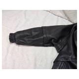 Leather Jacket with Fur Collar, Size S, Made in Korea