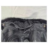 Leather Jacket with Fur Collar, Size S, Made in Korea