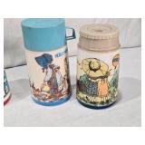 Collection of Vintage Thermo Bottles Featuring ALF, Barbie, Raggedy Ann, Mr. T, Garfield, Lazer Tag, and Holly Hobbie
