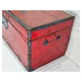 Antique Wooden Trunk with Metal Accents approx 26" long and 13" tall