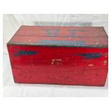 Antique Wooden Trunk with Metal Accents approx 26" long and 13" tall