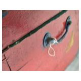 Antique Wooden Trunk with Metal Accents approx 26" long and 13" tall