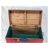 Antique Wooden Trunk with Metal Accents approx 26" long and 13" tall