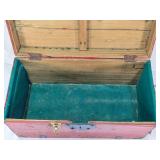Antique Wooden Trunk with Metal Accents approx 26" long and 13" tall
