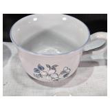 Assorted Vintage and Decorative Ceramics and Clock, Madame Alexander Peter Pan, Covington Stonewear, Rosina bone china cup and saucer made in England, a Taylor & Kent cup, and a Maruhon ware pot from 