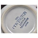 Assorted Vintage and Decorative Ceramics and Clock, Madame Alexander Peter Pan, Covington Stonewear, Rosina bone china cup and saucer made in England, a Taylor & Kent cup, and a Maruhon ware pot from 