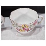 Assorted Vintage and Decorative Ceramics and Clock, Madame Alexander Peter Pan, Covington Stonewear, Rosina bone china cup and saucer made in England, a Taylor & Kent cup, and a Maruhon ware pot from 