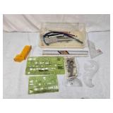 Vintage Drafting Tools and Templates including Pickett Graphic Symbols No. 1279, Compass Set, Rulers, and French Curve