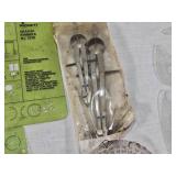 Vintage Drafting Tools and Templates including Pickett Graphic Symbols No. 1279, Compass Set, Rulers, and French Curve