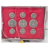 Assorted Vintage Collectibles including ABC Triplicate Club Patch, Microphone Tie Pin, Gold Shoe Keyring, Tie Clip and Novelty Items