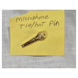 Assorted Vintage Collectibles including ABC Triplicate Club Patch, Microphone Tie Pin, Gold Shoe Keyring, Tie Clip and Novelty Items