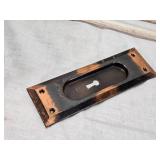 Lot of Antique Hardware and Decor Items Including Metal Lamp, Sign, Dual Towel Hanger and Handles