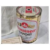 Vintage Household and Food Packaging Collection including Henninger Export Beer Barrel, Nabisco Cracker Tin, Recipe Book Butter, Nabisco Saltine Crackers Tin and Other Packaging Items