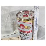 Vintage Household and Food Packaging Collection including Henninger Export Beer Barrel, Nabisco Cracker Tin, Recipe Book Butter, Nabisco Saltine Crackers Tin and Other Packaging Items