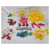 Lot of Vintage Plastic Toy Figures including Tim-Mee Indians and Other Figures