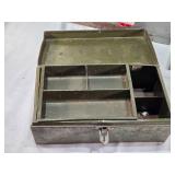 Lot of Vintage Metal Storage Boxes including a Cash Box, Slide Box