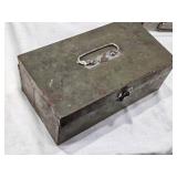 Lot of Vintage Metal Storage Boxes including a Cash Box, Slide Box