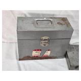 Lot of Vintage Metal Storage Boxes including a Cash Box, Slide Box