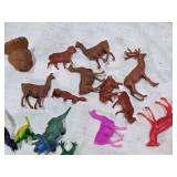 Assorted Plastic Animal Figures, Dinosaurs, Gorillas and More