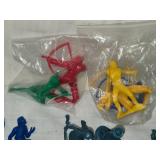 Plastic Toy Cowboys and Indians Figures in Various Colors and Poses