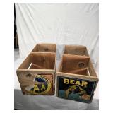 Vintage Wooden Fruit Crates with Labels - Sunkist Oranges, Bear