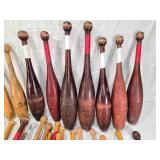 Large Lot of Vintage Indian Clubs and Juggling Pins
