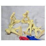 Lot of Vintage Plastic Figures Including Cowboys, Farmers, and Sports Players including Tudor Tru-Action Football Players
