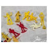 Lot of Vintage Plastic Figures Including Cowboys, Farmers, and Sports Players including Tudor Tru-Action Football Players