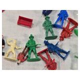 Lot of Vintage Plastic Figures Including Cowboys, Farmers, and Sports Players including Tudor Tru-Action Football Players