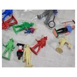 Lot of Vintage Plastic Figures Including Cowboys, Farmers, and Sports Players including Tudor Tru-Action Football Players