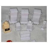 Toy Cars and Accessories Set including Gas Pumps, Signs, and Vehicles