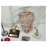 Vintage cast iron Amish-style buggy, Science Beaker Stand, Trophies