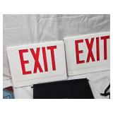 Lot of Office and Signage Items including Exit Signs, Cash Book, Binoculars Case and Portfolio