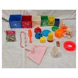 Vintage Toy Set including Nesting Blocks, Marbles, and More