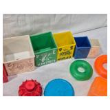 Vintage Toy Set including Nesting Blocks, Marbles, and More