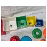 Vintage Toy Set including Nesting Blocks, Marbles, and More