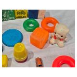 Vintage Toy Set including Nesting Blocks, Marbles, and More